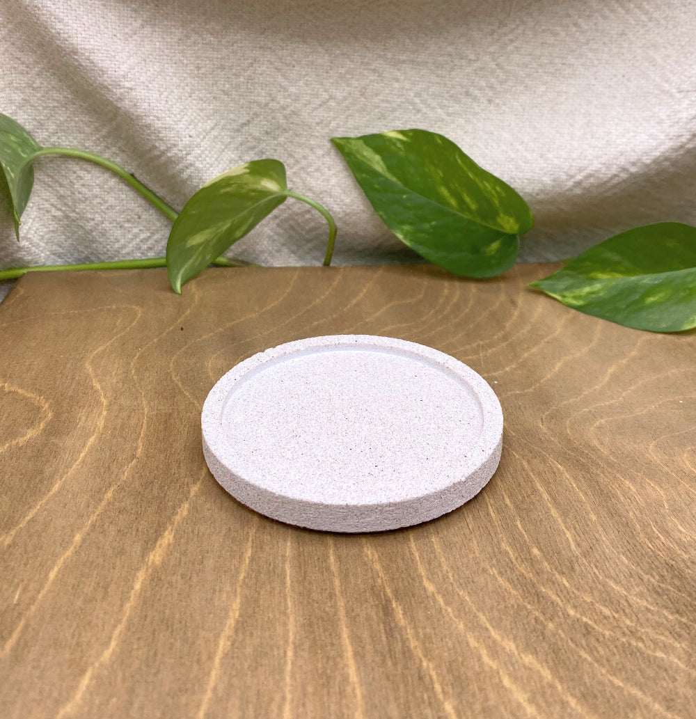 Mini plateau rond effet Sable naturel